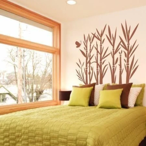 Stylish bamboo sticker 1046 in a warm bedroom, adding a natural touch and harmony to the space.