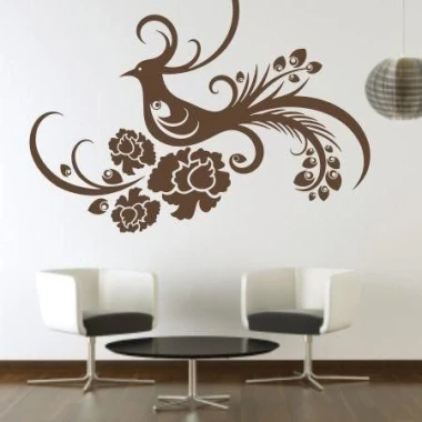 Elegant Chinese sticker featuring a bird and flower design, perfect for a modern living room or stylish decor.