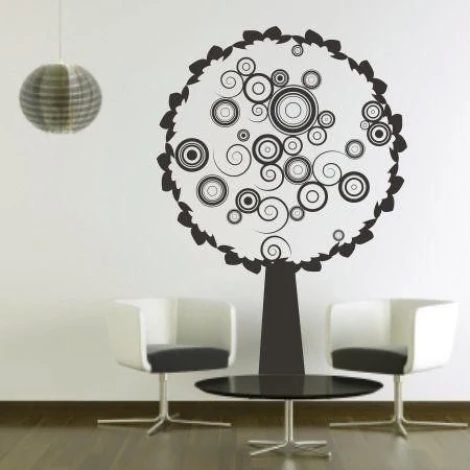 Stylish tree sticker 0785 in a modern living room, adding a distinctive touch by the artist.