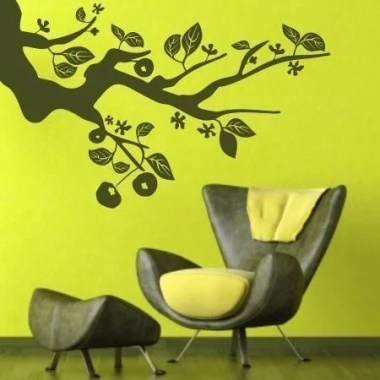 Elegant branch sticker 0940 in a trendy green interior, perfect for a modern living room or nursery.