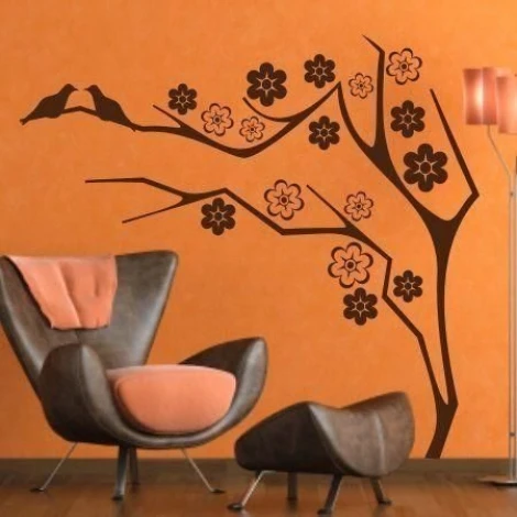 Boho-style Japanese sticker, brightening up your cozy living room with delicate flowers.