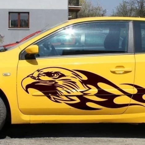 Dynamic eagle sticker, perfect for decorating a car in a sporty style, highlighting its uniqueness.