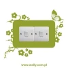Sticker for outlet 1115 with delicate flowers and a butterfly, perfect for brightening modern interiors.