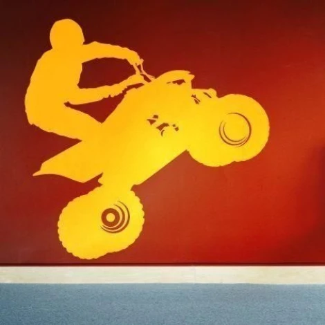 Dynamic quad sticker 0818 in vibrant orange, perfect for a modern youth room.