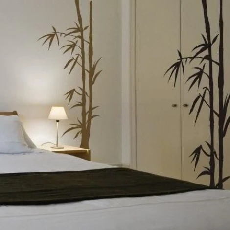 Stylish bamboo sticker 0777 in a minimalist bedroom, adding natural charm and harmony to the interior.