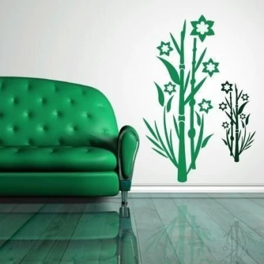 Elegant bamboo sticker 1221 in vibrant green, adding freshness to a modern living room.