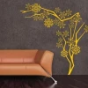 Stylish tree-shaped sticker with flowers, perfect for a modern living room, adding warmth and charm.