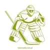 Dynamic hockey goalie sticker in vibrant green, perfect for a young fan\'s room.