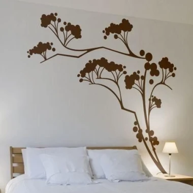 Stylish Japanese sticker with a delicate plant motif, perfect for a modern bedroom with a light background.