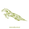 Dynamic sticker featuring a galloping horse in shades of green, perfect for decorating your space.