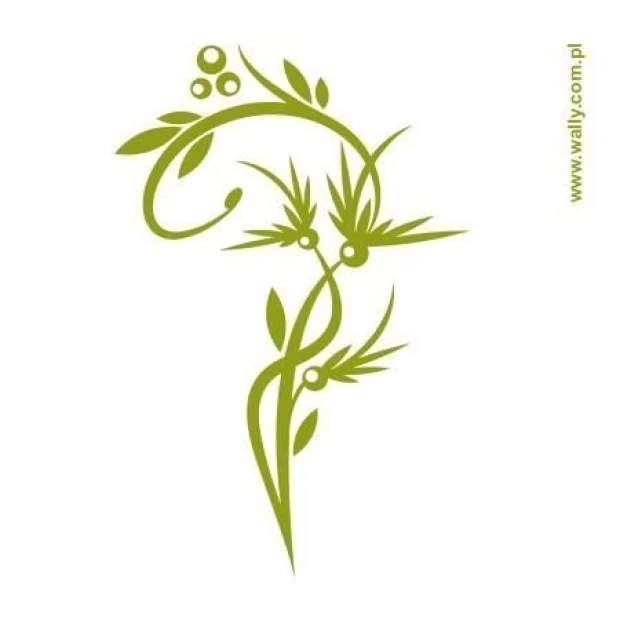 Elegant floral sticker in shades of green, perfect for a modern interior or cozy nook.