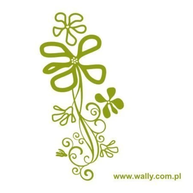 Flower sticker 1195 in a fresh green shade perfectly decorates modern interiors, adding a vibrant touch.