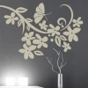 Stylish flower and butterfly sticker, perfect for a cozy interior in beige tones, with a modern touch.