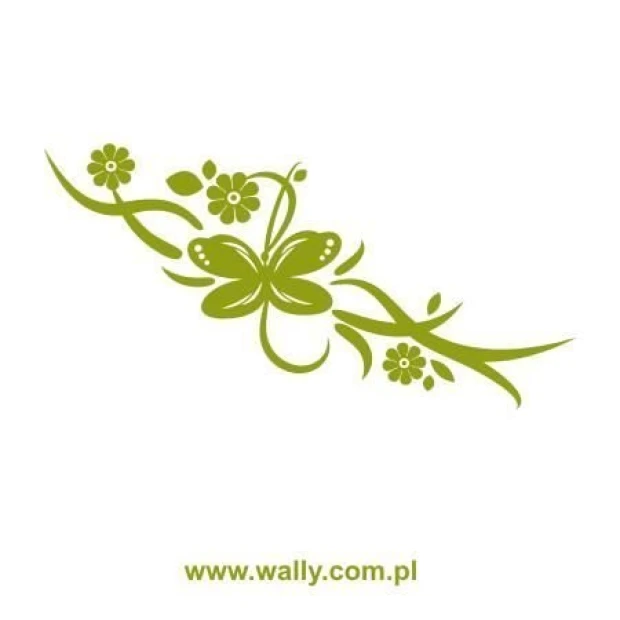 Butterfly sticker with flowers in a soft green hue, perfect for decorating a stylish space.