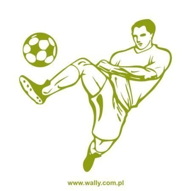 Dynamic football player sticker in vibrant green, perfect for a young athlete\'s room.