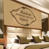 Stylish sticker with the quote "Joy helps us live better," perfect for adding warmth to an elegant bedroom.