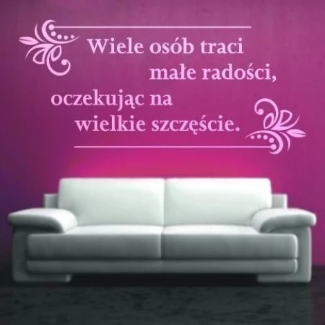 Inspirational quote sticker 1257 in a modern living room, adding a stylish touch to a purple wall.