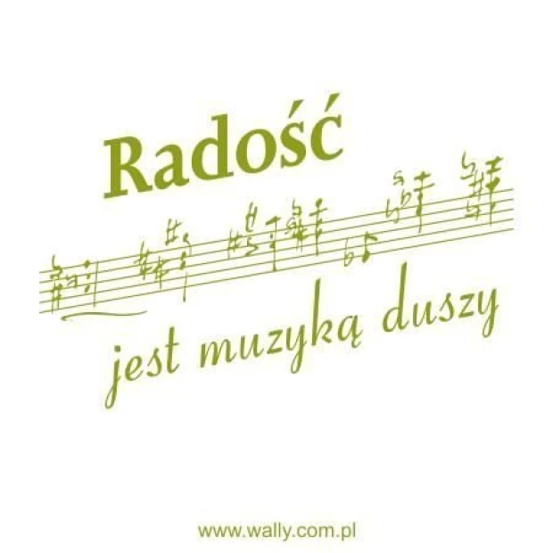 Stylish sticker with the quote "Joy is the music of the soul" in a soft green shade, perfect for modern decor.