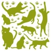 Cat sticker set in vibrant green, perfect for brightening up a child\'s room or a cat lover\'s corner.