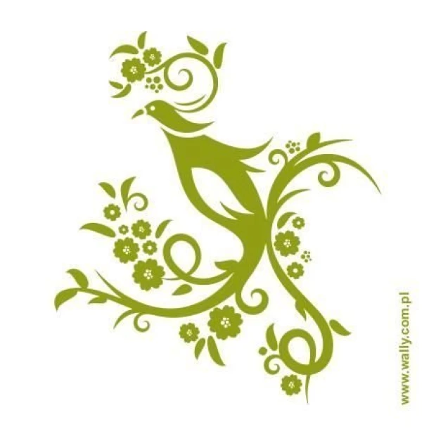 Quail sticker with floral designs in green shades, perfect for a boho bedroom or cozy living room.