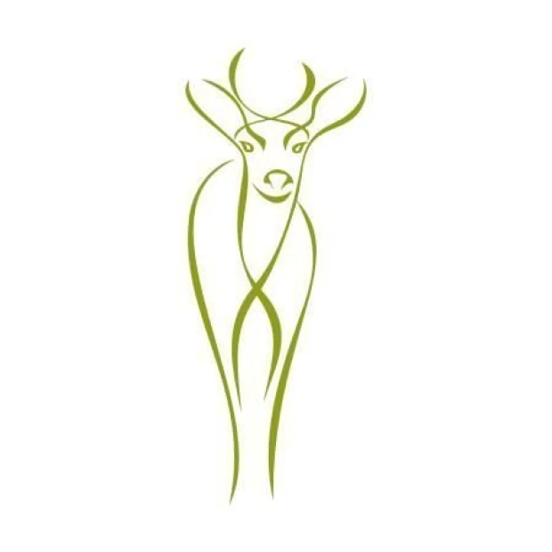 Elegant sticker featuring a stylized deer, perfect for a modern interior in shades of green.