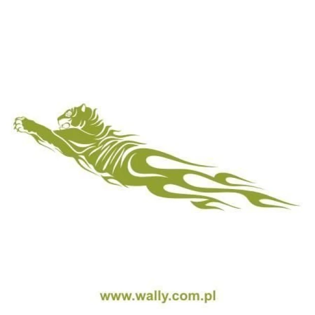 Dynamic tiger sticker in shades of green, perfect for modern interiors or children\'s rooms.
