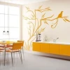 Japanese painting template 10 - Dining room design. Light walls with yellow accents and minimalist furniture.