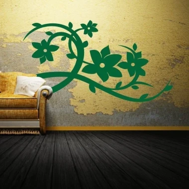Elegant Chinese sticker in green shades, perfect for a stylish living room with a cozy sofa.