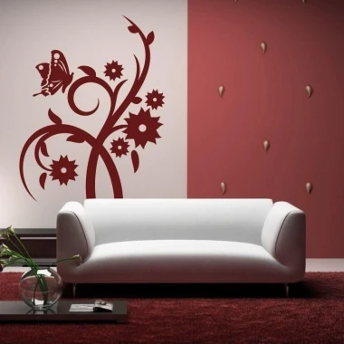 Elegant Chinese 73 sticker in modern style, adding charm to the wall in a cozy living room.