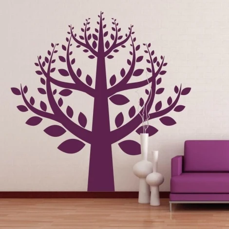 Original tree sticker 1293 in deep purple, perfect for a modern living room as a decorative accent.