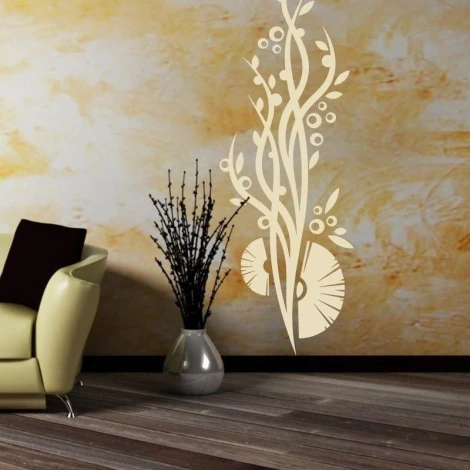 Stylish climbing plant sticker 0897 in warm tones, perfect for a modern living room, adds harmony.