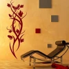Elegant climbing plant sticker 0899 in deep burgundy, perfect for decorating a modern minimalist living room.