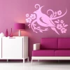 Bird sticker in flowers 1246 with soft pink tones perfectly decorates a modern living room, add it now.