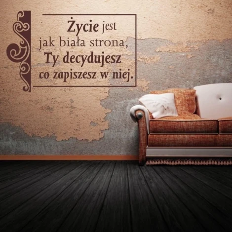 Stylish sticker with the quote Life is like a blank page, you decide what to write on it.