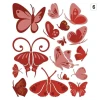 Multicolored butterfly stickers in shades of red, perfect for decorating a child\'s room or crafts.