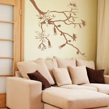 Painting template branch 1288 - Living room arrangement. Light-colored walls, beige furniture.