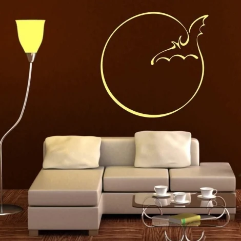 Bat painting template 1263 - Living room setup with dark walls and modern furniture in light shades.