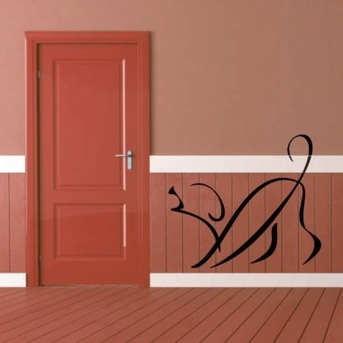 Dog painting template 1275 - Hallway design. Brown walls with a white stripe at the bottom.
