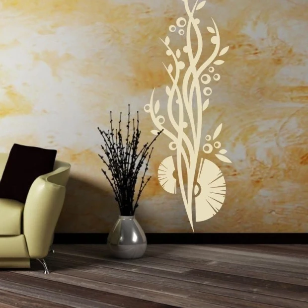 Elegant climbing plant in warm tones, perfectly complementing a modern living room and minimalist decor.