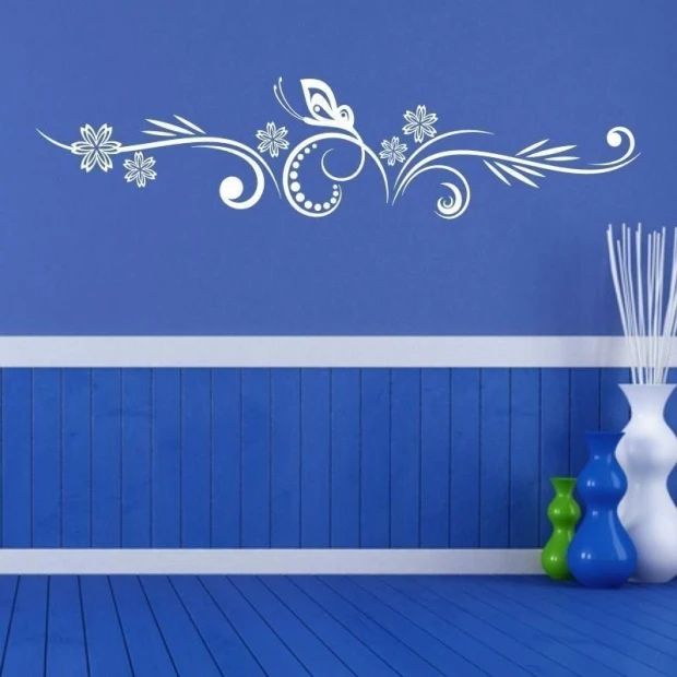 Japanese minimalist sticker, perfect for modern interiors with blue accents.