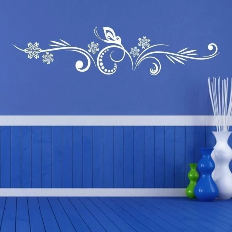 Japanese minimalist sticker, perfect for modern interiors with blue accents.