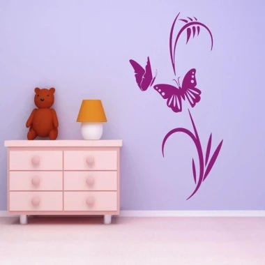 Japanese butterfly sticker in a pastel bedroom, adding charm and lightness to the decor.