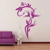 Elegant flower sticker 1230 in vibrant purple, perfect for decorating a modern living room wall.