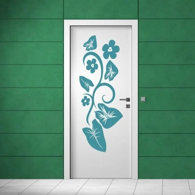 Stylish flower sticker 0995 in vibrant turquoise, perfect for brightening up modern interiors.