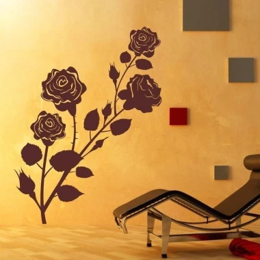 Floral rose sticker in an elegant, minimalist interior, perfect for a modern living room.