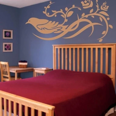 Chinese painting template 14 in a romantic room with wooden furniture, adds lightness and elegance.