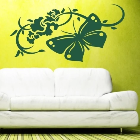 Chinese painting template 40 - Living room arrangement. Yellow wall with a white sofa.