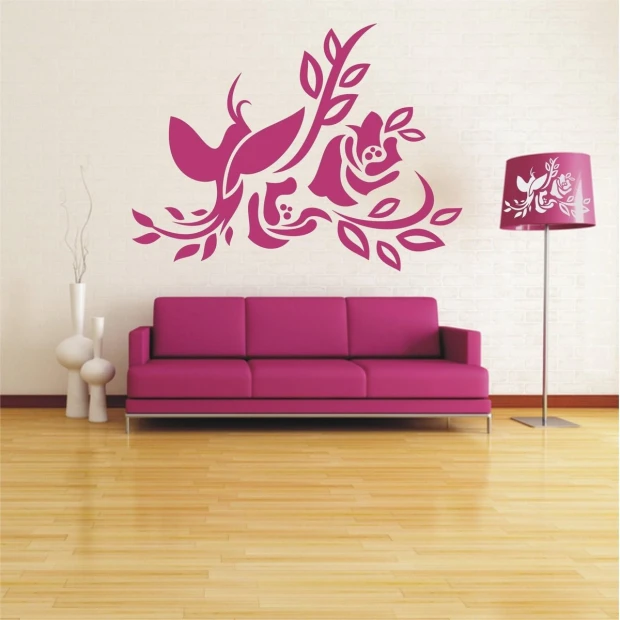 Chinese painting template 10 in vibrant pink, perfect for a modern living room, adds elegance and style.