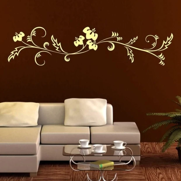 Japanese painting template 01 in a stylish, minimalist living room, adding subtle charm to the walls.