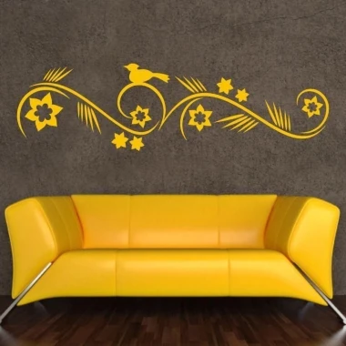 Japanese painting template 11 adds a joyful touch to a modern living room, decorating the wall with a motif.
